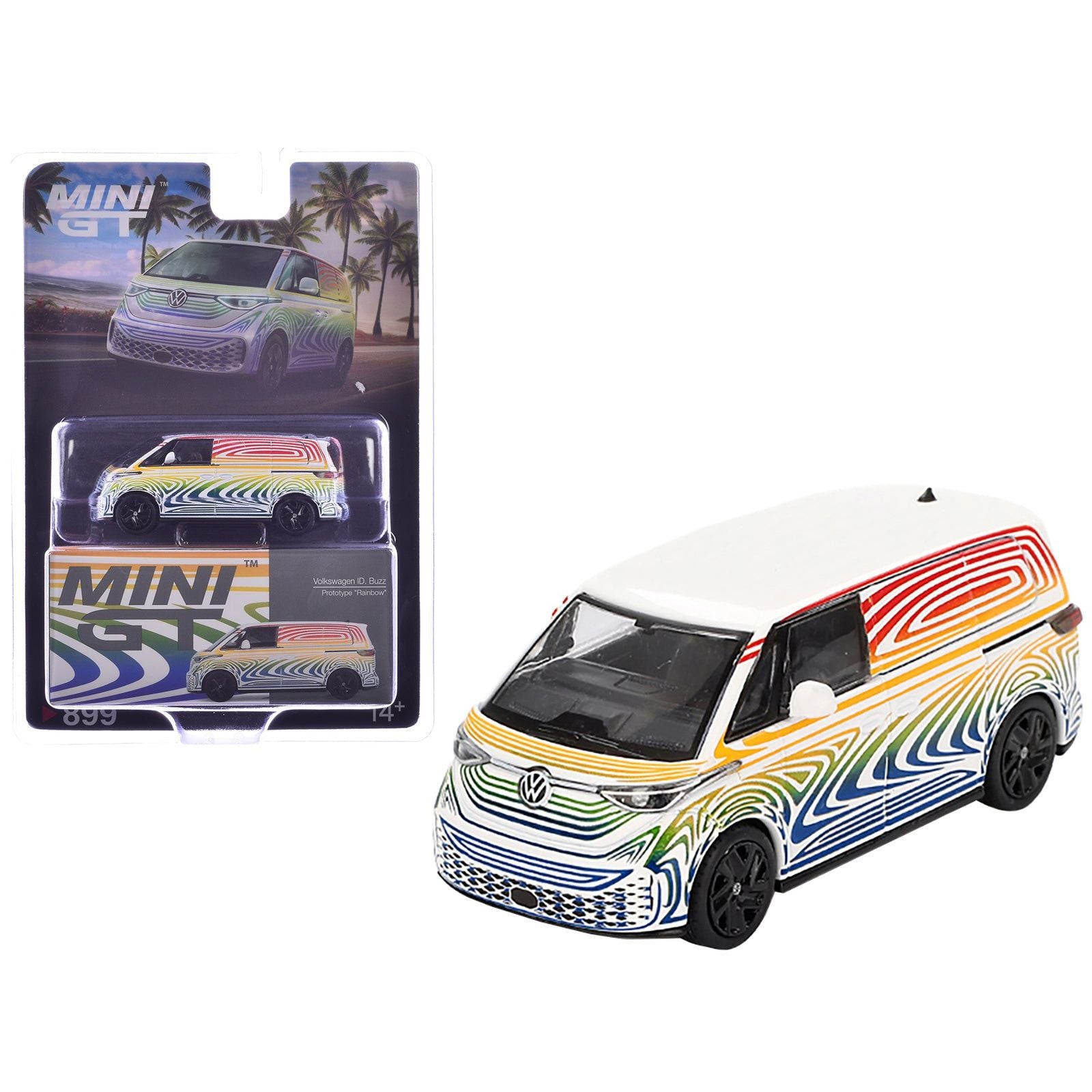 Volkswagen ID. Buzz Van Prototype "Rainbow" Limited Edition 1/64 Diecast Model Car by Mini GT - Mini GT - ModelCars.com