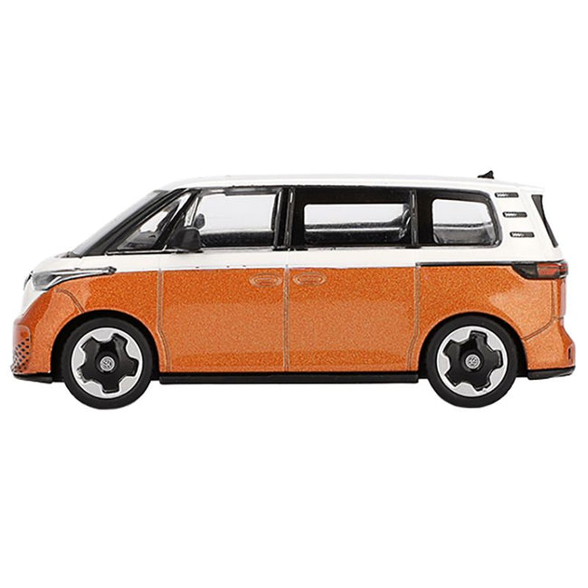 Volkswagen ID.Buzz Van Candy White and Energetic Orange Metallic Limited Edition 1/64 Diecast Model Car by Mini GT-Mini GT-ModelCars.com