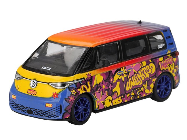 Volkswagen ID.Buzz Van "KW/BBS" Floral Graffiti Livery Limited Edition 1/64 Diecast Model Car by Mini GT-Mini GT-ModelCars.com