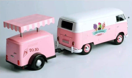 Volkswagen T1 Delivery Van with Ice-Cream Trailer Pink and White "Ice-Cream Shop" 1/24 Diecast Model Car by Motormax-Motormax-ModelCars.com