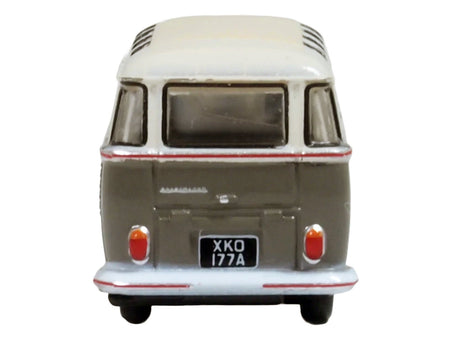 Volkswagen T1 Samba Bus Mouse Grey and Pearl White with Red Stripes 1/148 (N) Scale Diecast Model Car by Oxford Diecast-Oxford Diecast-ModelCars.com