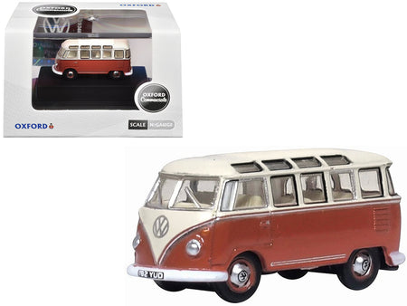 Volkswagen T1 Samba Bus Sealing Wax Red and Gray 1/148 (N) Scale Diecast Model Car by Oxford Diecast-Oxford Diecast-ModelCars.com