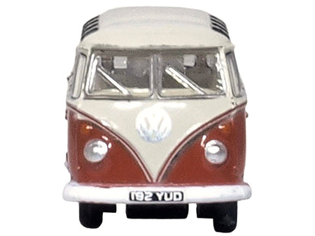 Volkswagen T1 Samba Bus Sealing Wax Red and Gray 1/148 (N) Scale Diecast Model Car by Oxford Diecast-Oxford Diecast-ModelCars.com