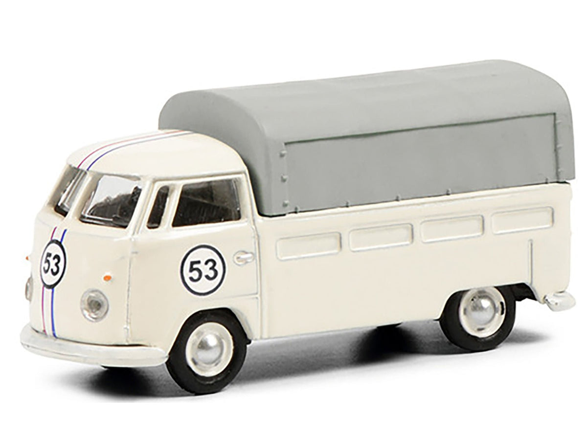 Volkswagen T1b Pritsche Plane Pickup Truck with Canopy #53 Cream 1/87 (HO) Diecast Model by Schuco-Schuco-ModelCars.com