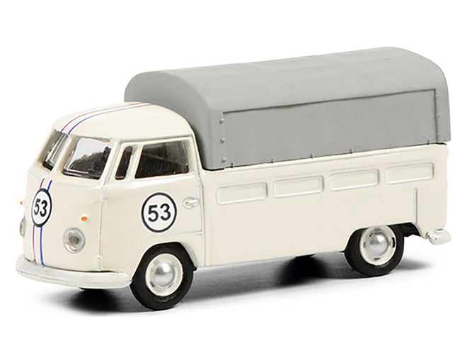 Volkswagen T1b Pritsche Plane Pickup Truck with Canopy #53 Cream 1/87 (HO) Diecast Model by Schuco-Schuco-ModelCars.com