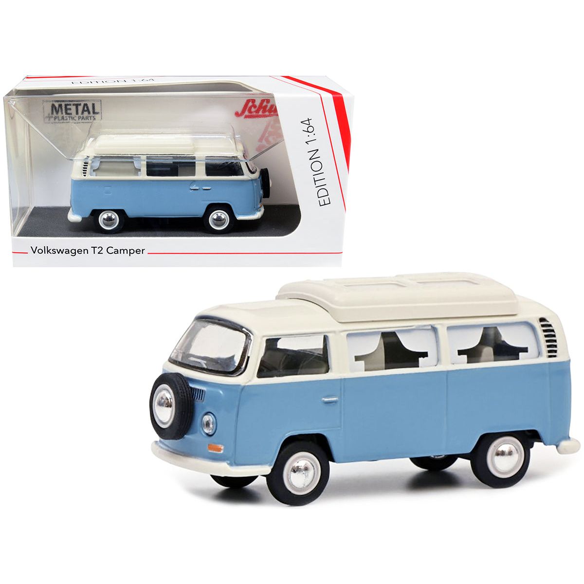 Volkswagen T2 Camper Bus Light Blue and White 1/64 Diecast Model Car by Schuco - Schuco - ModelCars.com