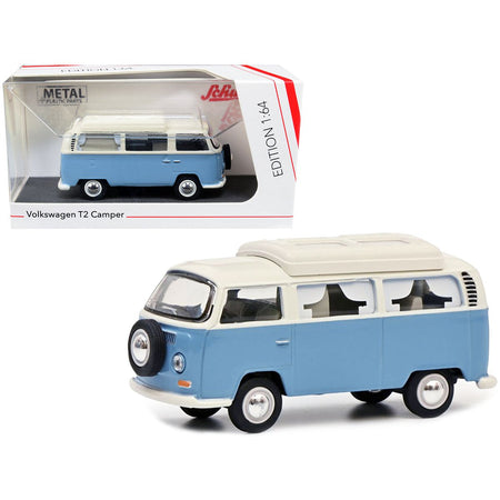 Volkswagen T2 Camper Bus Light Blue and White 1/64 Diecast Model Car by Schuco - Schuco - ModelCars.com
