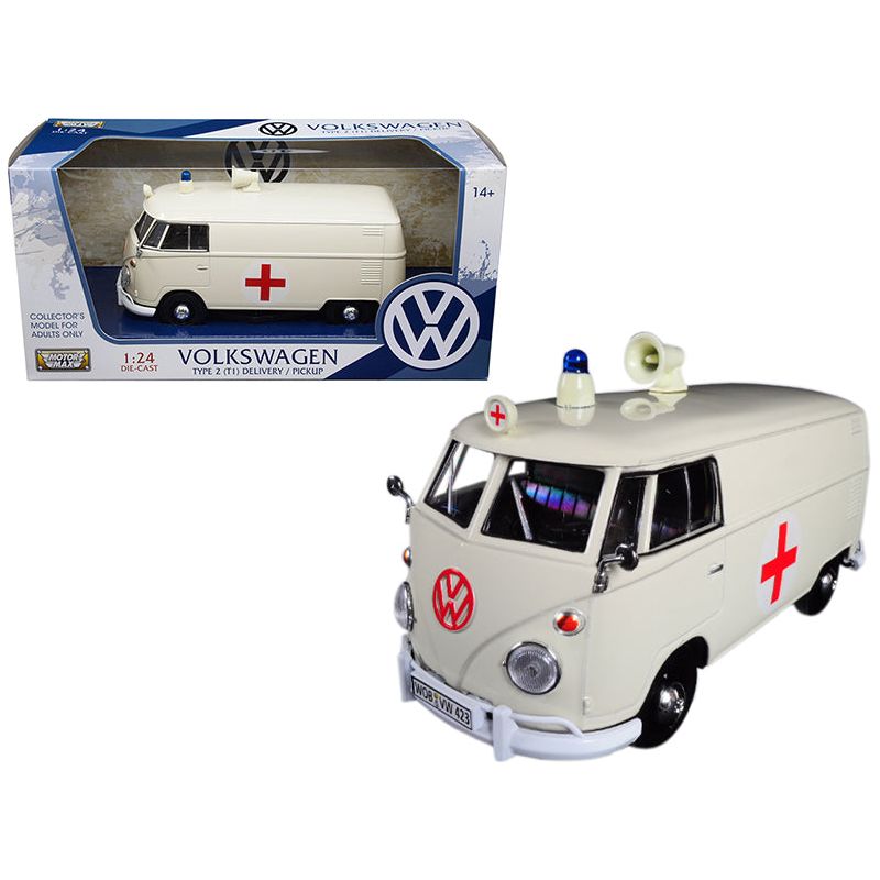 Volkswagen Type 2 (T1) Ambulance Cream 1/24 Diecast Model by Motormax - Motormax - ModelCars.com