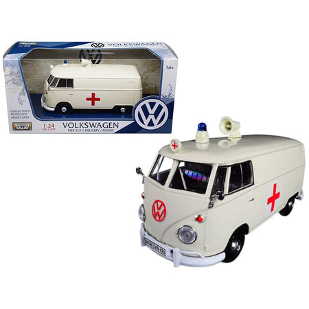 Volkswagen Type 2 (T1) Ambulance Cream 1/24 Diecast Model by Motormax - Motormax - ModelCars.com