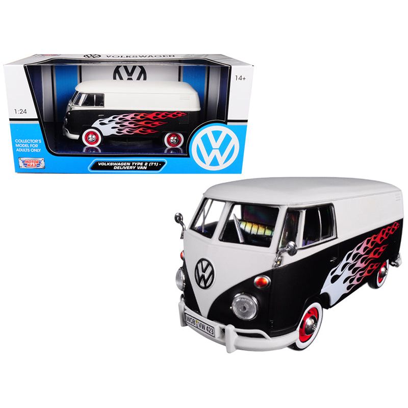 Volkswagen Type 2 (T1) Delivery Van with Flames 1/24 Diecast Car Model by Motormax - Motormax - ModelCars.com