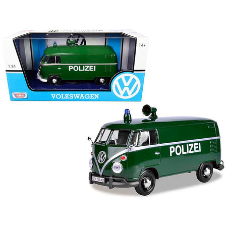 Volkswagen Type 2 (T1) Police Van "Polizei" Dark Green 1/24 Diecast Model Car by Motormax - Motormax - ModelCars.com