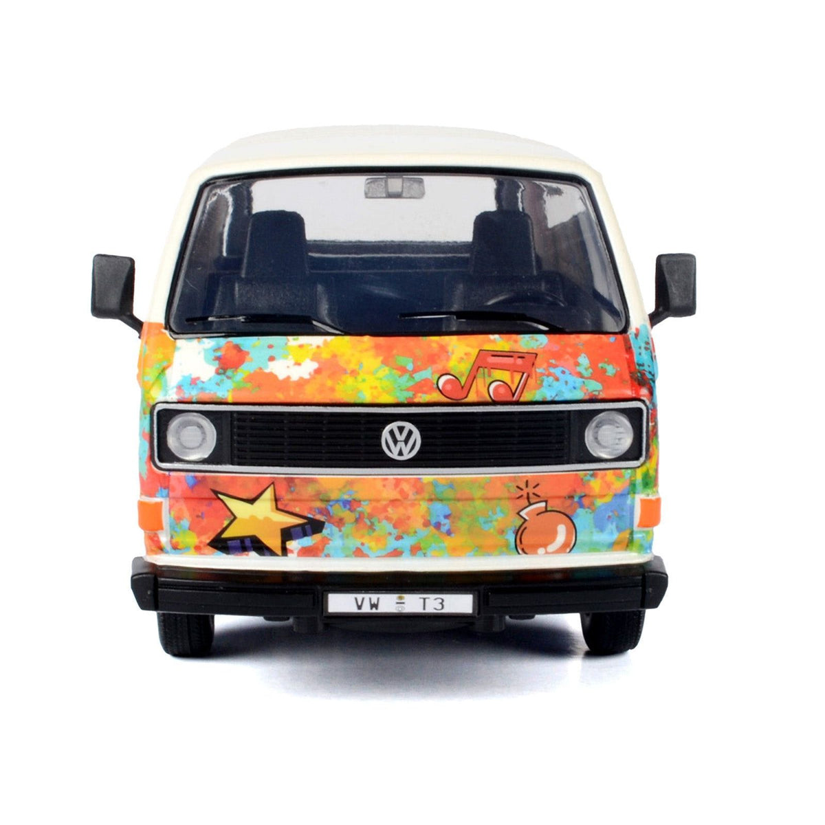 Volkswagen Type 2 (T3) Van White Metallic with Graffiti Graphics 1/24 Diecast Model Car by Motormax - Motormax - ModelCars.com