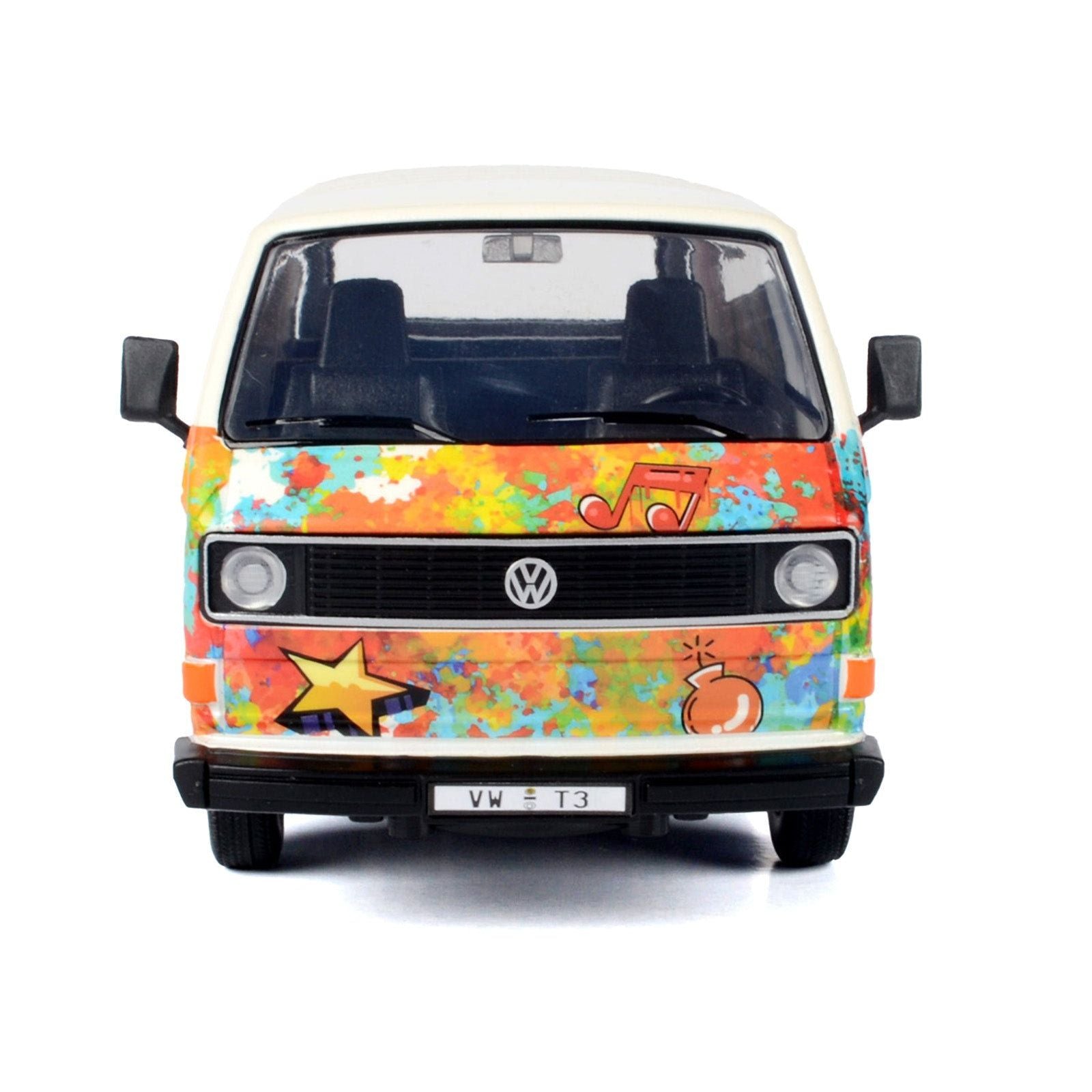 Volkswagen Type 2 (T3) Van White Metallic with Graffiti Graphics 1/24 Diecast Model Car by Motormax - Motormax - ModelCars.com