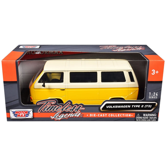 Volkswagen Type 2 (T3) Van Yellow and Beige "Timeless Legends" Series 1/24 Diecast Model Car by Motormax-Motormax-ModelCars.com