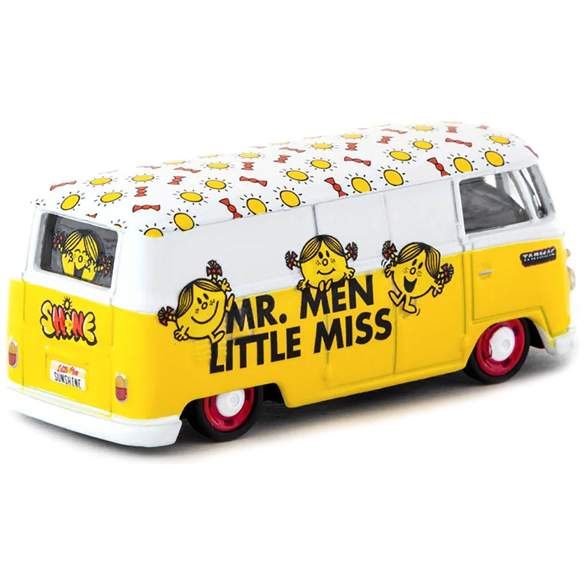 Volkswagen Type II (T1) Panel Van "Little Miss Sunshine" Yellow and White "Mr. Men & Little Miss" "Collab64" Series 1/64 Diecast Model Car by Schuco & Tarmac Works-Schuco-ModelCars.com