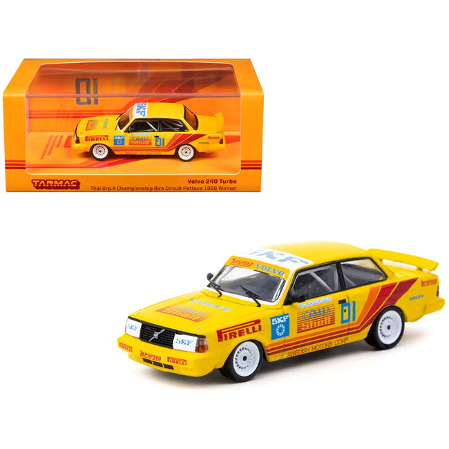 Volvo 240 Turbo #01 Per-Gunnar Andersson Winner "Thai Group A Championship Bira Circuit Pattaya" (1988) "Hobby64" Series 1/64 Diecast Model Car by Tarmac Works-Tarmac Works-ModelCars.com