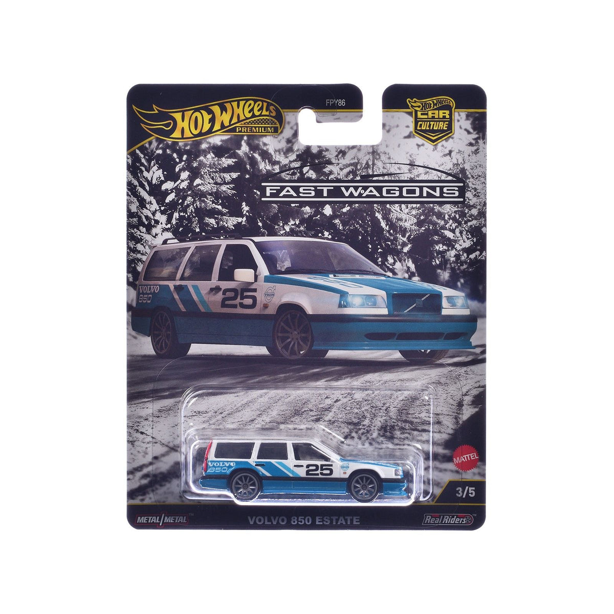 Volvo 850 Estate Wagon #25 Blue and White "Fast Wagons" Series Diecast Model Car by Hot Wheels-Hotwheels-ModelCars.com