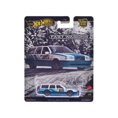 Volvo 850 Estate Wagon #25 Blue and White "Fast Wagons" Series Diecast Model Car by Hot Wheels-Hotwheels-ModelCars.com