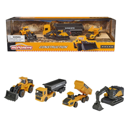 Volvo Construction (2023) 4 Piece Set 1/64 Diecast Models by Majorette-Majorette-ModelCars.com