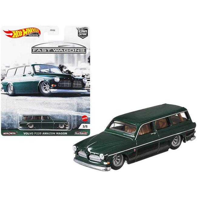 Volvo P220 Amazon Wagon Dark Green "Fast Wagons" Series Diecast Model Car by Hot Wheels - Hotwheels - ModelCars.com