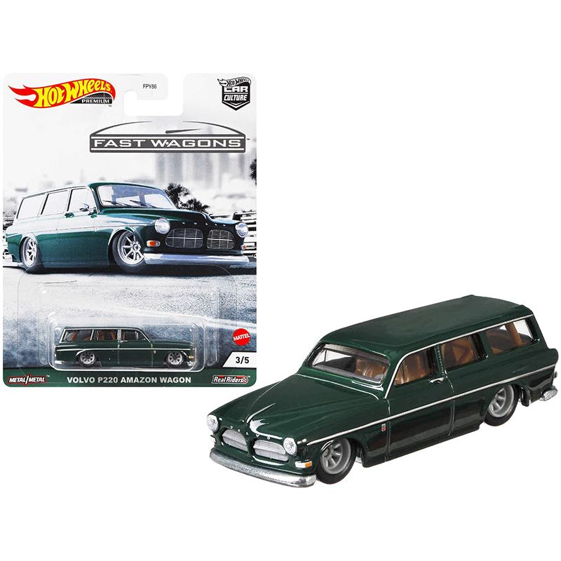 Volvo P220 Amazon Wagon Dark Green "Fast Wagons" Series Diecast Model Car by Hot Wheels-Hotwheels-ModelCars.com