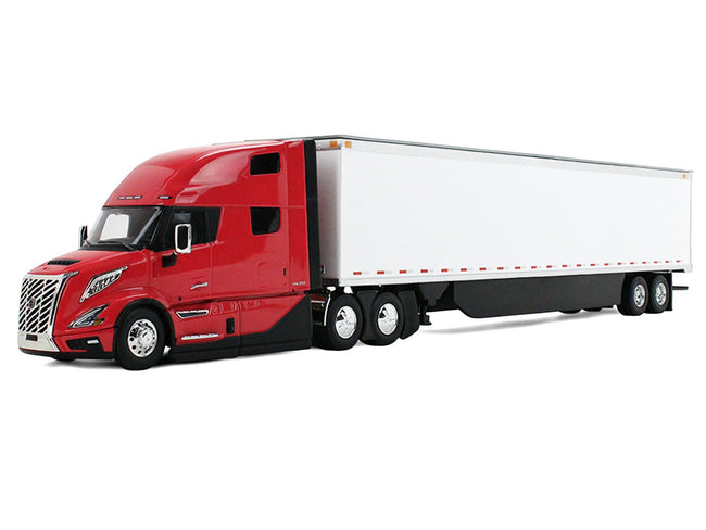 Volvo VNL 860 High-Roof Sleeper and 53' Trailer with Skirts Red with White Trailer 1/50 Diecast Model by First Gear-First Gear-ModelCars.com