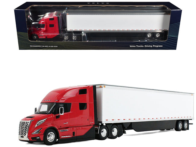 Volvo VNL 860 High-Roof Sleeper and 53' Trailer with Skirts Red with White Trailer 1/50 Diecast Model by First Gear-First Gear-ModelCars.com