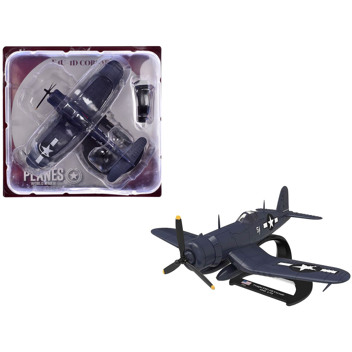 Vought F4U-1D Corsair Fighter Aircraft "Robert Wade VMF-323 Death Rattlers Yontan Airfield Okinawa" (1945) United States Marine Corps "Planes of World War II" Series 1/72 Diecast Model Airplane by Luppa-Luppa-ModelCars.com