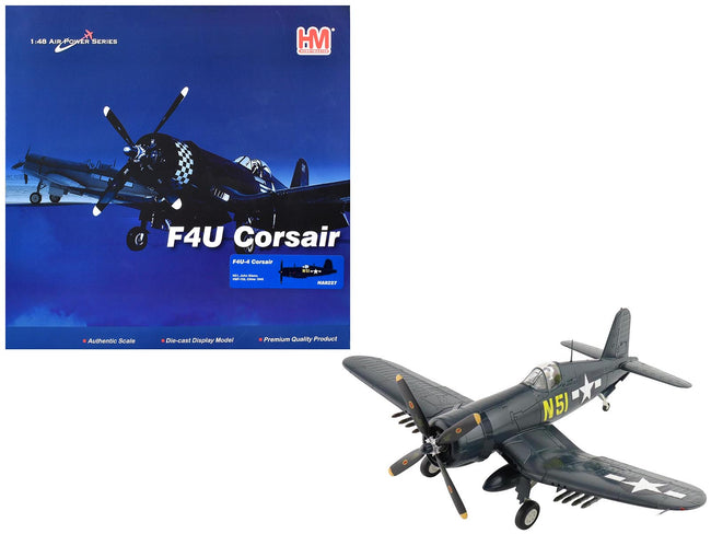 Vought F4U-4 Corsair Aircraft "N51 John Glenn VMF-155 China" (1945) United States Marine Corps "Air Power Series" 1/48 Diecast Model by Hobby Master-Hobby Master-ModelCars.com