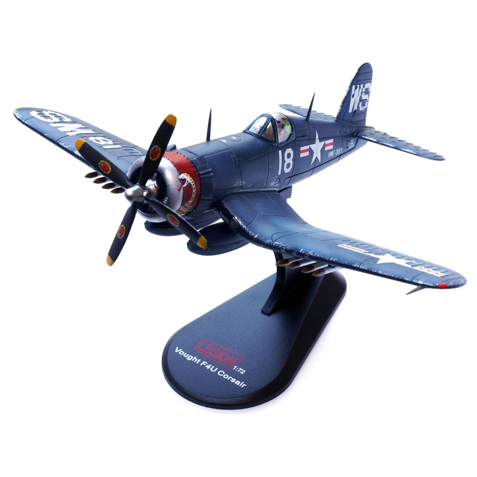 Vought F4U - 4 Corsair Fighter Plane Marine Fighter Squadron 323 (VMF - 323) "Death Rattlers" USS Sicily (CVE - 118) (1951) 1/72 Diecast Airplane Model by Legion - Legion - ModelCars.com