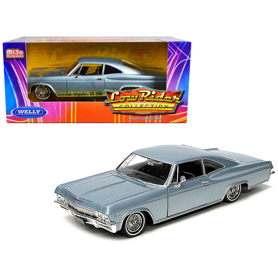 1965 Chevrolet Impala SS 396 Lowrider Light Blue Metallic "Low Rider Collection" 1/24 Diecast Model Car by Welly