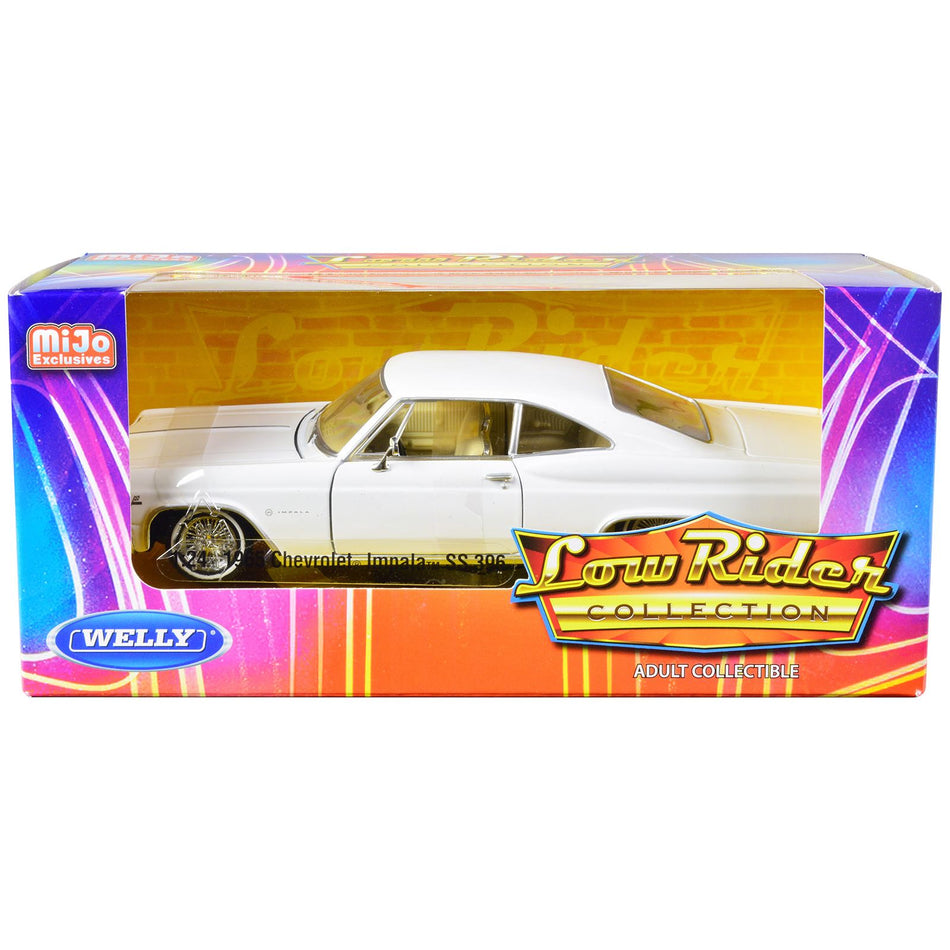 1965 Chevrolet Impala SS 396 Lowrider White "Low Rider Collection" 1/24 Diecast Model Car by Welly