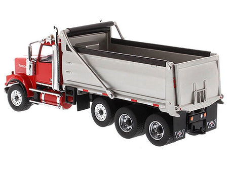 Western Star 4900 SF Dump Truck Red and Silver 1/50 Diecast Model by Diecast Masters-Diecast Masters-ModelCars.com