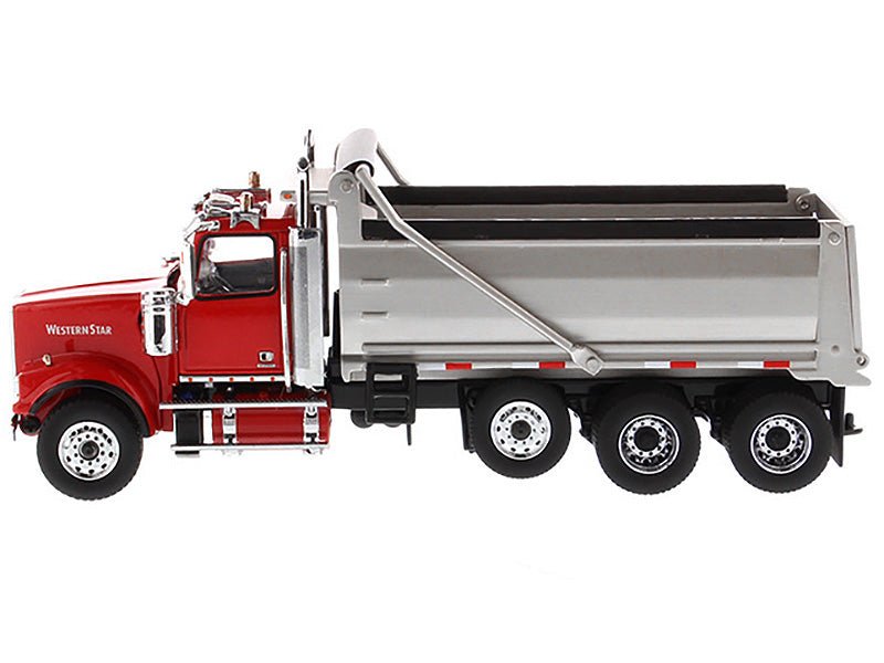 Western Star 4900 SF Dump Truck Red and Silver 1/50 Diecast Model by Diecast Masters-Diecast Masters-ModelCars.com
