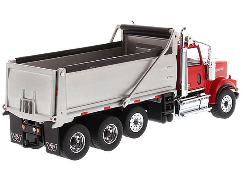 Western Star 4900 SF Dump Truck Red and Silver 1/50 Diecast Model by Diecast Masters-Diecast Masters-ModelCars.com