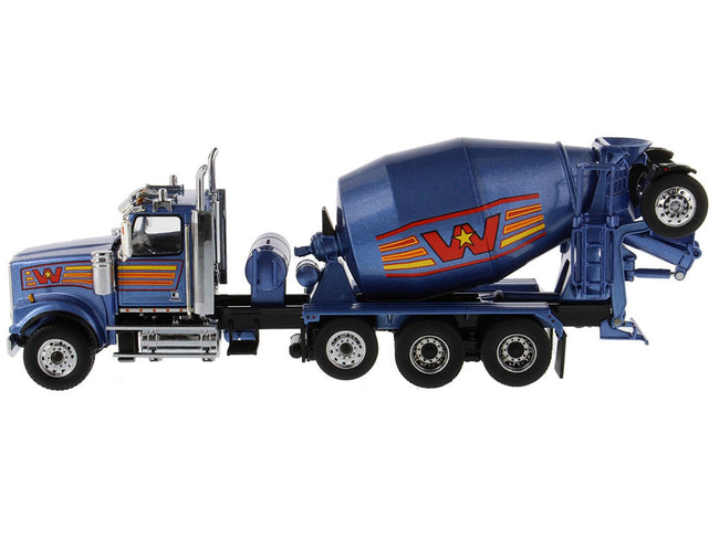 Western Star 4900 with Bridgemaster McNeilus Mixer Blue Metallic "Transport Series" 1/50 Diecast Model by Diecast Masters-Diecast Masters-ModelCars.com