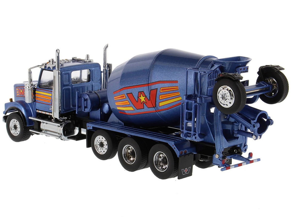 Western Star 4900 with Bridgemaster McNeilus Mixer Blue Metallic "Transport Series" 1/50 Diecast Model by Diecast Masters-Diecast Masters-ModelCars.com