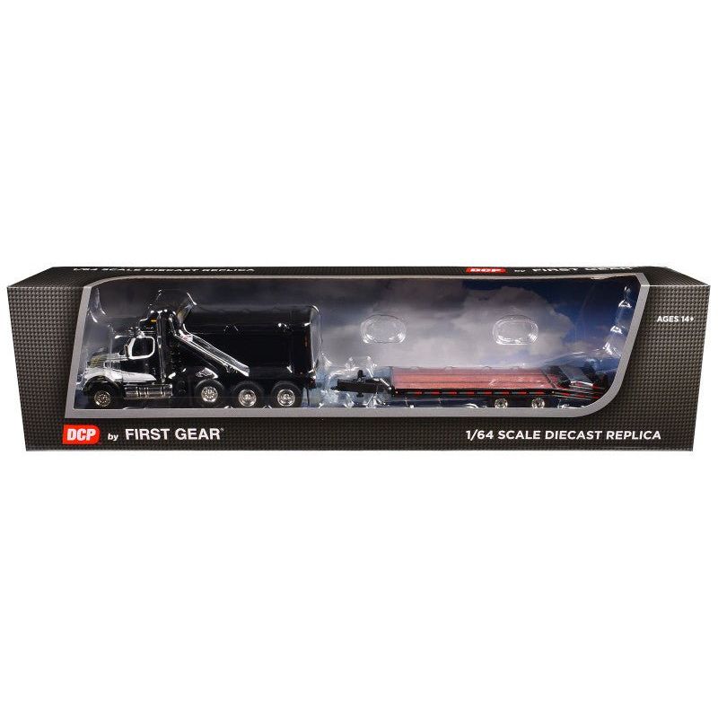 Western Star 49X Truck with Ox Bodies Dump & Beaver Tail Trailer Black with White Graphics 1/64 Diecast Model by DCP/First Gear - First Gear - ModelCars.com