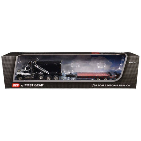 Western Star 49X Truck with Ox Bodies Dump & Beaver Tail Trailer Black with White Graphics 1/64 Diecast Model by DCP/First Gear - First Gear - ModelCars.com