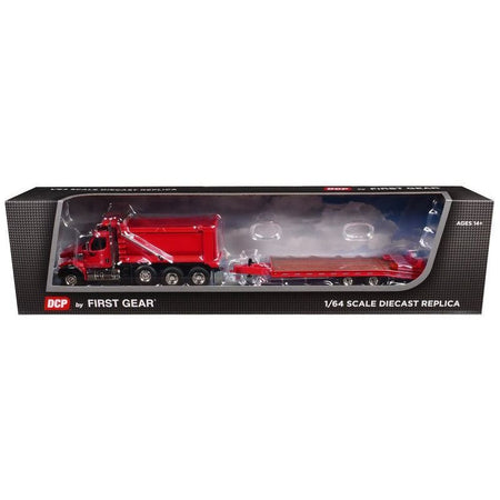 Western Star 49X Truck with Ox Bodies Dump & Beaver Tail Trailer Viper Red 1/64 Diecast Model by DCP/First Gear-First Gear-ModelCars.com