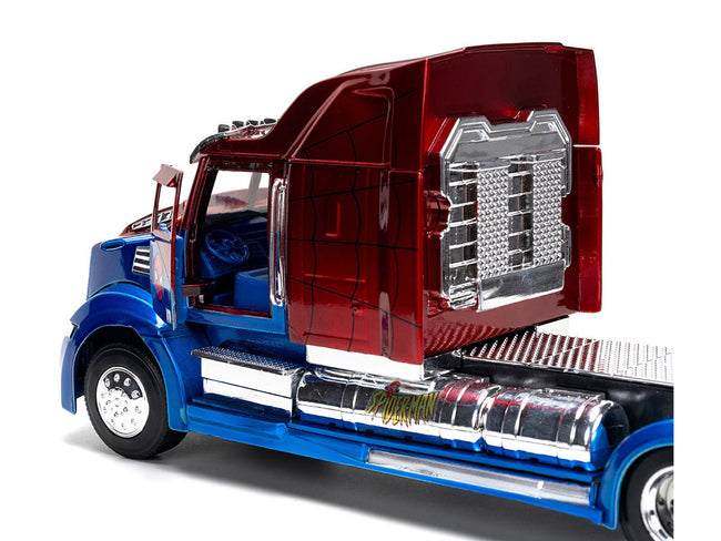 Western Star 57X Truck Tractor "Spider-Man" Blue and Red Metallic "Hollywood Rides" Series 1/24 Diecast Model by Jada-Jada-ModelCars.com