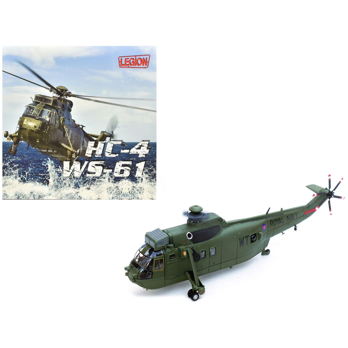 Westland Sea King HC.4 Helicopter "Green Livery 848 Naval Air Squadron Commando Helicopter Force Royal Naval Air Station Yeovilton Somerset" (2009) British Royal Navy 1/72 Diecast Model by Legion-Legion-ModelCars.com
