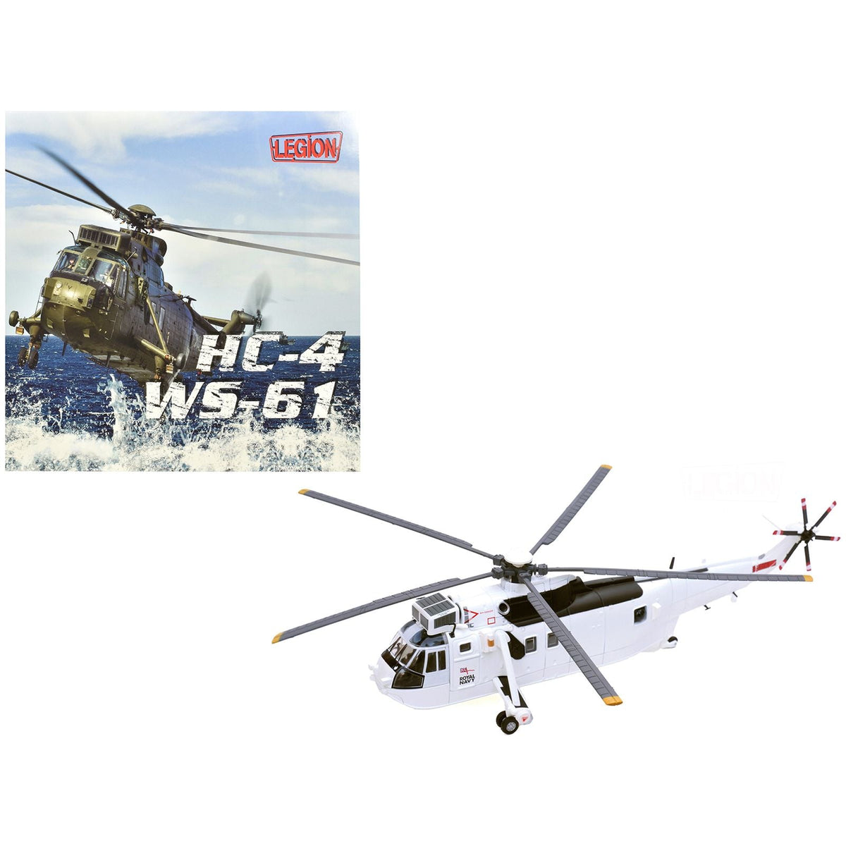 Westland Sea King HC.4 Helicopter "White Livery 845 Naval Air Squadron United Nations Protection Force Bosnia/Croatia" (1995) British Royal Navy 1/72 Diecast Model by Legion-Legion-ModelCars.com