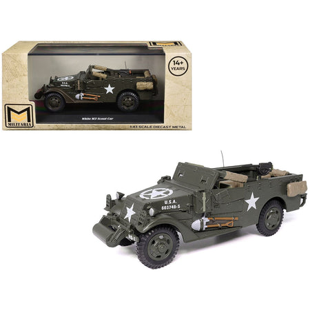White M3 Scout Car Olive Drab "United States Army" 1/43 Diecast Model by Militaria Die Cast-Militaria Die Cast-ModelCars.com