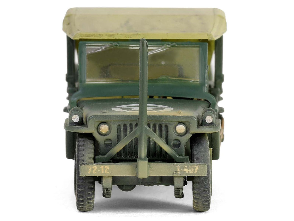 Willys MB Jeep with Trailer Olive Drab (Weathered) with Driver Figure "United States Army" "Mini AFV" Series 1/64 Diecast Model by Forces of Valor-Forces Of Valor-ModelCars.com