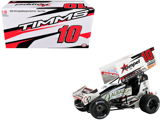 Winged Sprint Car 10 Ryan Timms "Liebig Motorsports - Hampel Oil" (2026) 1/18 Diecast Model Car by ACME-Acme-ModelCars.com