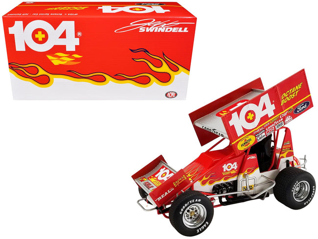 Winged Sprint Car #104+ Jeff Swindell "Octane Boost" Red with Graphics "National Sprint Car Hall of Fame" 1/18 Diecast Model Car by ACME-Acme-ModelCars.com