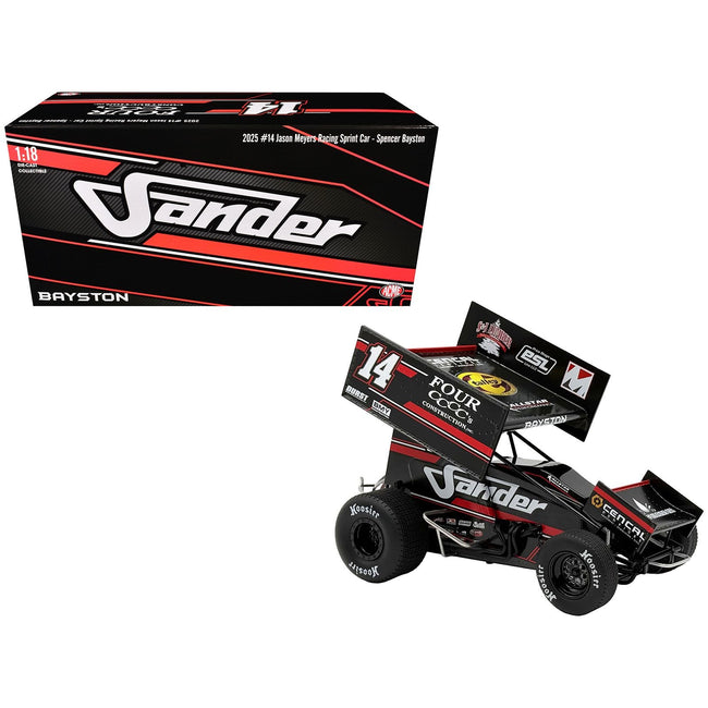 Winged Sprint Car #14 Spencer Bayston "Four CCCC's Construction - Sander" Jason Meyers Racing (2025) 1/18 Diecast Model Car by ACME-Acme-ModelCars.com