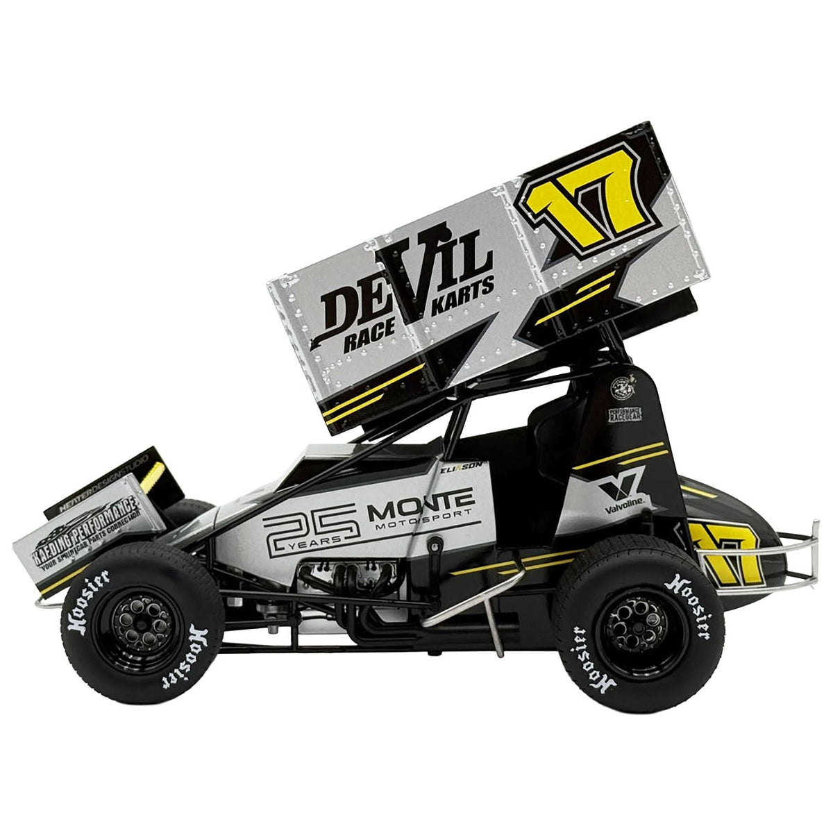 Winged Sprint Car #17 Cory Eliason "Devil Race Karts" Monte Motorsports (2025) 1/18 Diecast Model Car by ACME-Acme-ModelCars.com