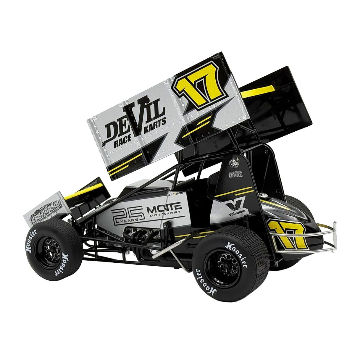 Winged Sprint Car #17 Cory Eliason "Devil Race Karts" Monte Motorsports (2025) 1/18 Diecast Model Car by ACME-Acme-ModelCars.com
